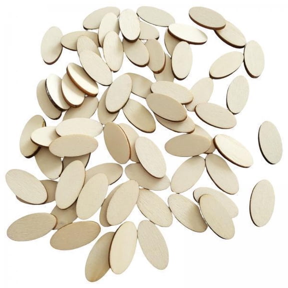 HILABEE 2x100Pcs Wooden Oval Slices Decorations Discs Christmas Tag Cutout