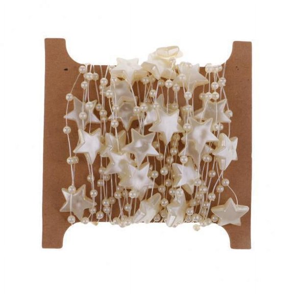 HILABEE 2x5m Artificial Pearls Beads Garland Chain Stars Decoration for Wedding Party , Beige, 2 Pcs
