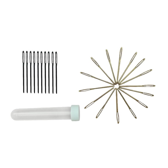 HILABEE 30Pcs Large Eye Blunt Big Eye Stitching with Storage Box Tapestry Yarn Needle Hand Sewing for Sewing up Knitting Webbing - Golden