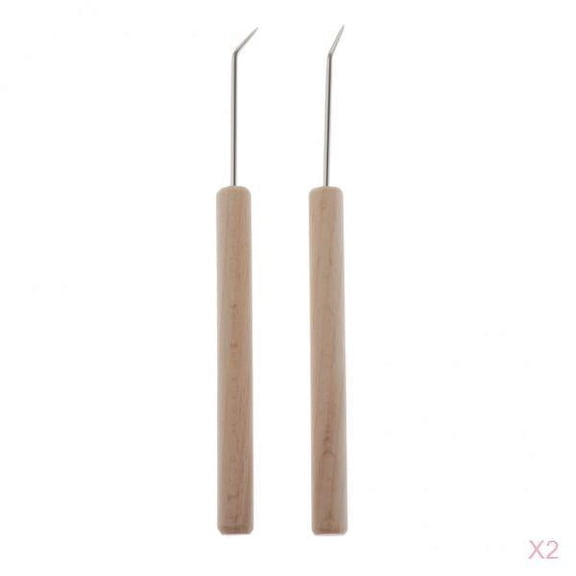 HILABEE 4 Piece Loom Knit Hooks Beechwood Knitting Wooden Crochet Hooks Art Crafts Sewing Loom Weaving Tools