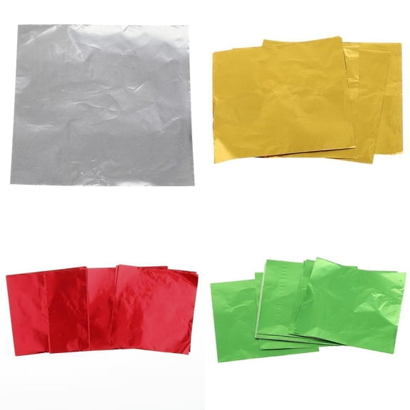 HILABEE 400 Pieces Multi Color Candy Foil Wrappers Confectionery Chocolate Wrapper Sweet Wrapping Aluminum Foil Paper Lolly Foil Wrappers Square Sheet 3''x3''