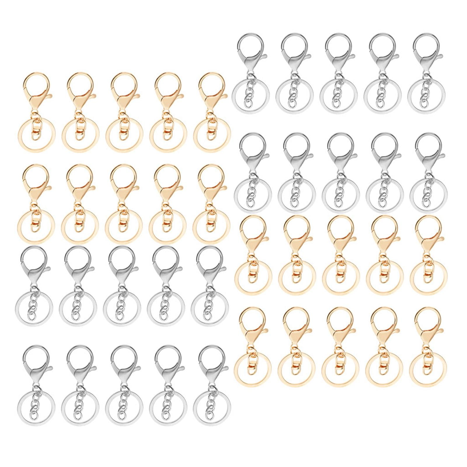 HILABEE 40pcs Metal Key Chain Lobster Clasp Key Rings Keychain Craft Jewelry Making