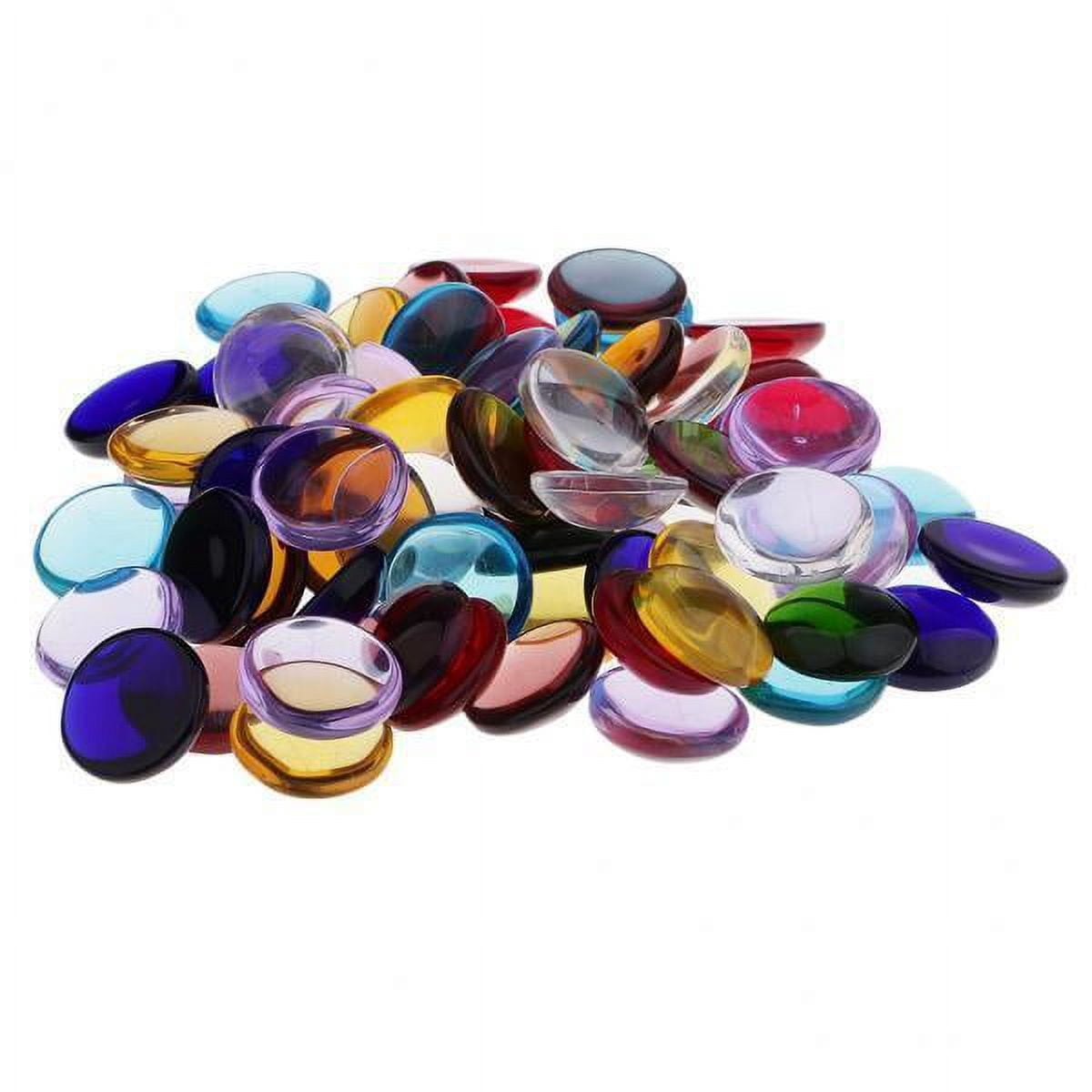 HILABEE 4x 100g Gems Colored Glass Stones Gem Beads Decor Clear Mosaic Tiles for Toys, Games, Decoration, As Collectibles, Vase Filler, Table Scatt
