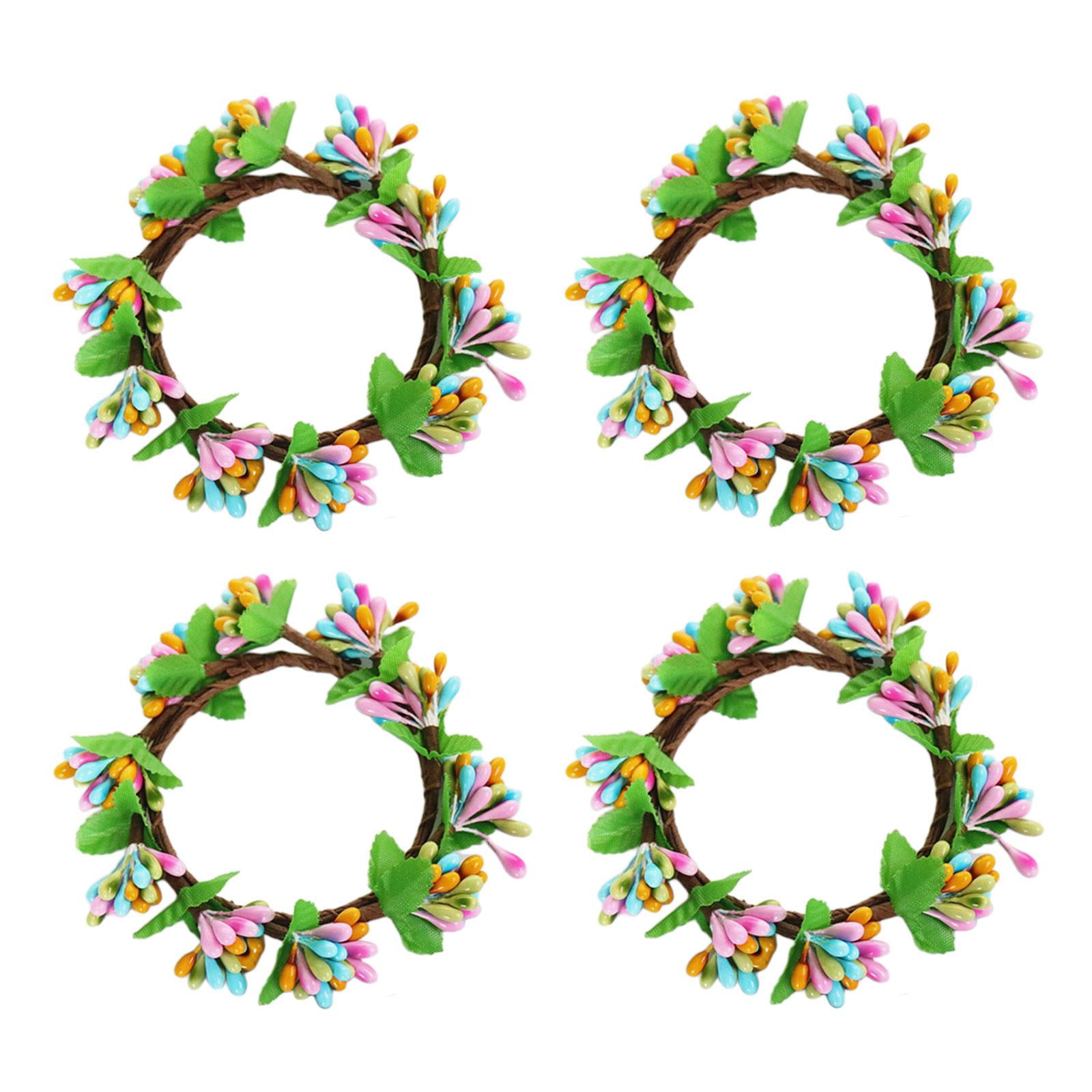 HILABEE 4x Easter Candle Rings Wreath Candleholder Decorations for