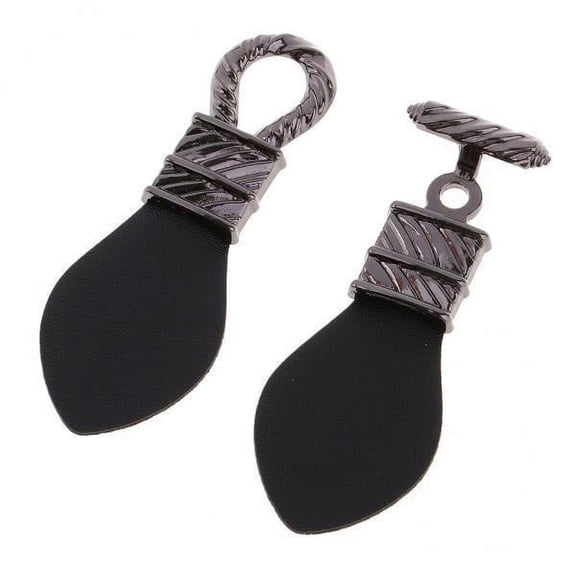 HILABEE 4x1 Pair PU Leather Toggle Buttons with Metal Hook Coat Fastener DIY 4 Pcs