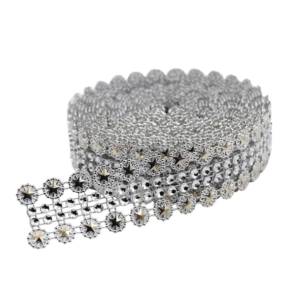 HILABEE 5 Yards / 4.57m Bling Faux Diamond Rhinestone Mesh Ribbon Wrap, Wedding Bridal Ribbon, Cake Ribbon, Vase Decorations, Party Decor Supplies, 27mm