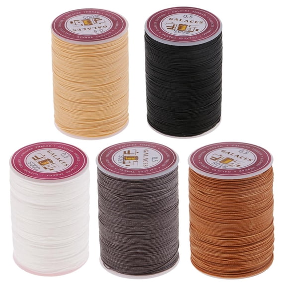HILABEE 5X Leather/CANVAS Sewing Waxed Thread 0.5mm For LeatherCraft DIY, Heavy Duty Material, Shoes, Purses, Luggage, Tents, Backpacks, Sleeping Bags Repair