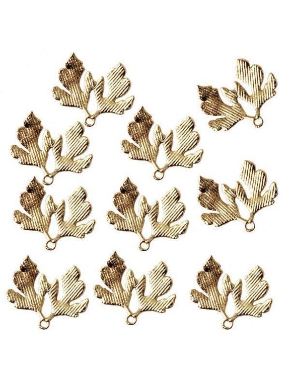 5x 10pcs Vintage Golden Alloy Leaf Leaves Pendant Charms Findings