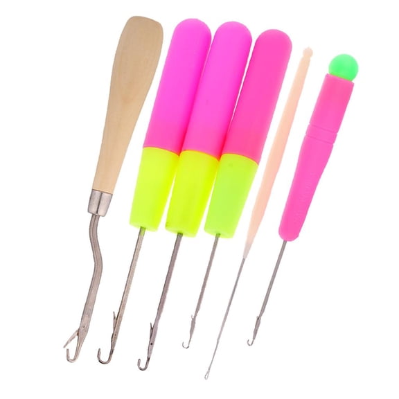 HILABEE 6 Pieces/Set Latch Hook Weave Knitting Braid Crochet Needles For DIY Carpet Repair