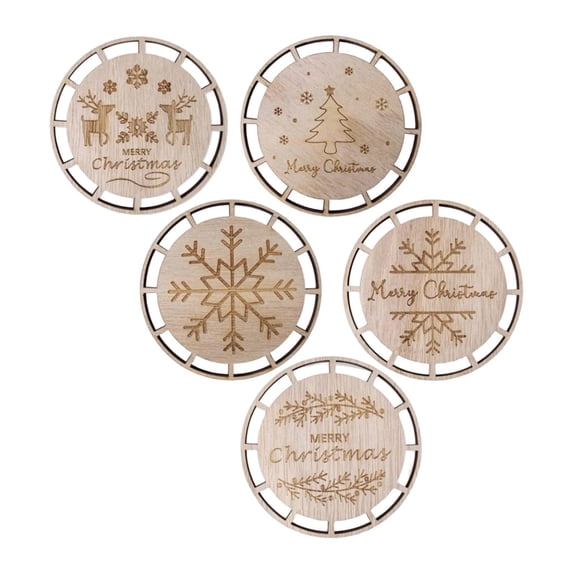 HILABEE 6Pcs Christmas Macrame Ornaments Crafts Pendants Wood Discs DIY Hanging Pendants for Boho Decor Wedding Christmas Decorations Set F