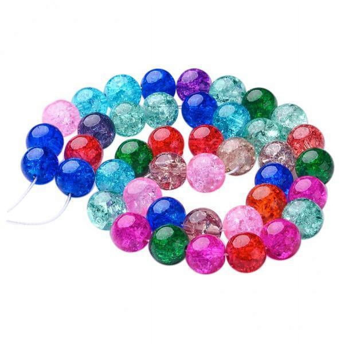 HILABEE 6x10mm Glass Crackle Beads Round Glass Beads for DIY Jewelry Making