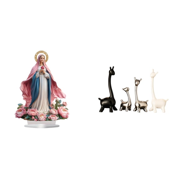 HILABEE Acrylic Giraffe Standing Ornament Ceramic Statue Freestanding Decorative Table Centerpiece Modern Creative for Party Home Office Bookshelf Festival Be