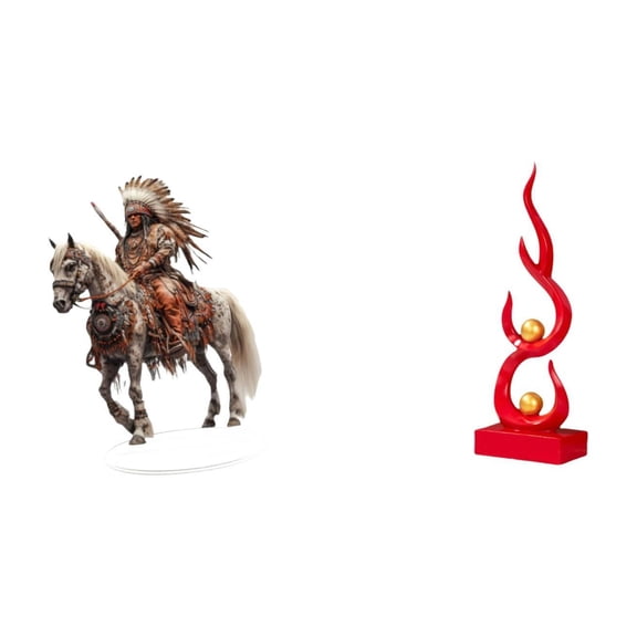 HILABEE Acrylic Knight Ornament Table Centerpiece Abstract Fire Statue Resin Flame Figurine Desktop Decoration Waterproof Gift Modern Sculpture Craft for Home