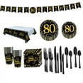 thumbnail image 1 of HILABEE Birthday Party Supplies Anniversaries Serves 16 Guests Disposable Dinnerware 80th, 1 of 8