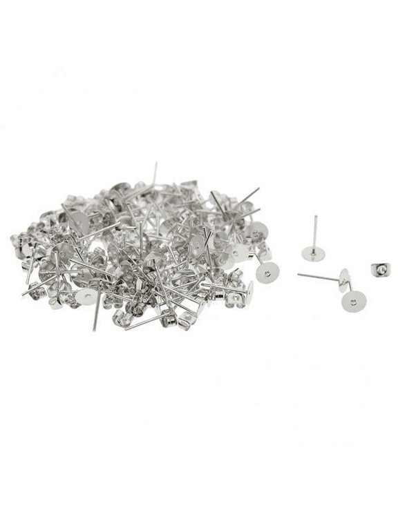 Bulk Pack of 200 Iron Earring Studs and Backings for DIY Jewelry Making , , 2 2 Pcs