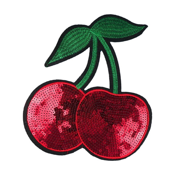 HILABEE Cherry Iron on Patch Badge Patch DIY Crafts Decoration Decals Sewing Sticker Sequined Cherry Patch for Families Bag Hat Jeans