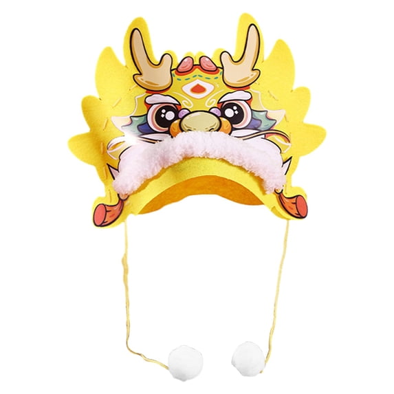 HILABEE Chinese New Year Dragon Hat, , DIY Hat New Year Party, Cute dimensional Dragon Decoration Hat, Material Yellow