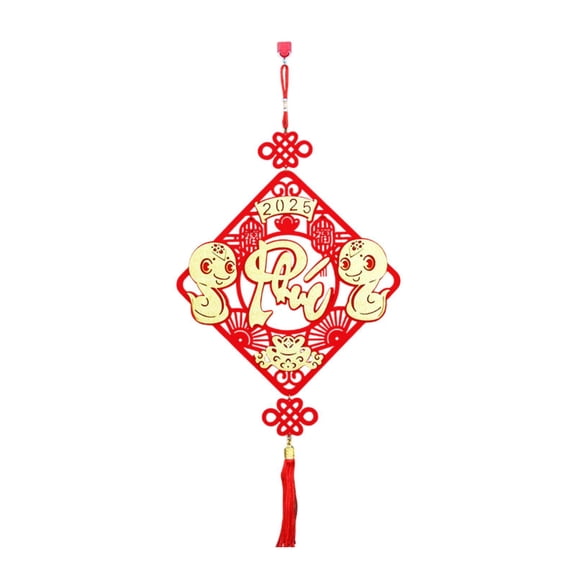 HILABEE Chinese New Year Hanging Decoration 2025 Lunar New Year Decor Office Tassel Pendant Celebration Fu Character for Housewarming Rhombus Shape35x80cm