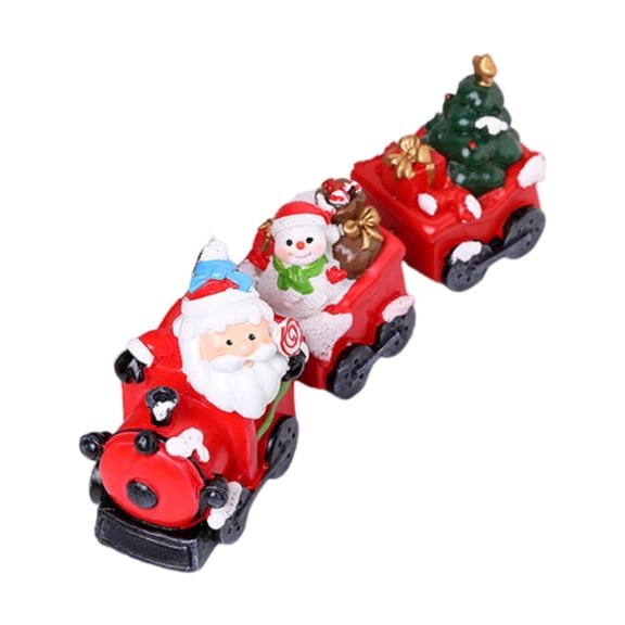 HILABEE Christmas Train Decor Cute Party Festival Crafts Display Tabletop Centerpiece Sculpture Statue Resin Xmas Gift Train Figurine Santa Claus
