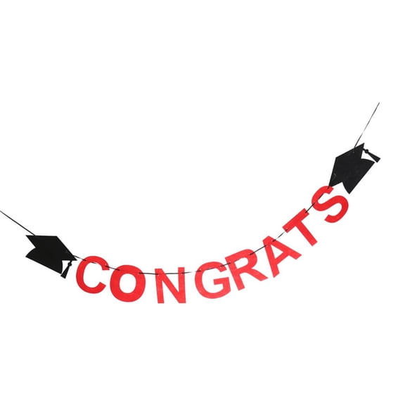 HILABEE Congratulations Doctoral Letters Felt Flag Garland Graduation Party Hanging Poster - Red,