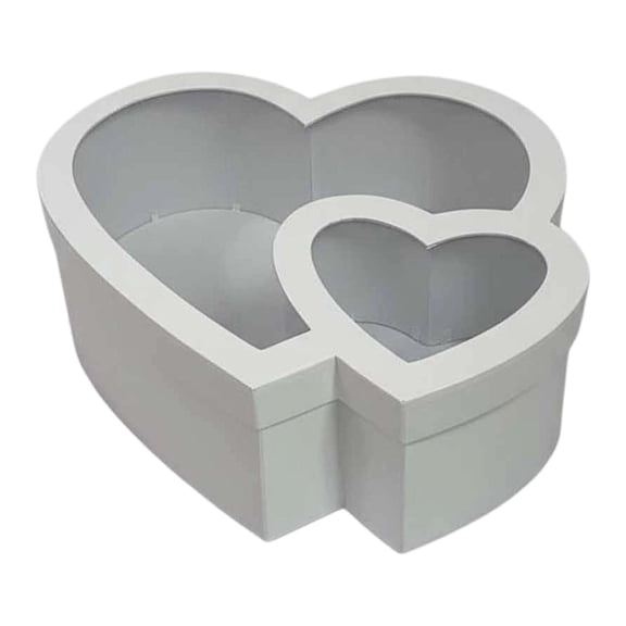 HILABEE Decorative Heart Flower Box with Transparent Lid, Cardboard Floral Gift Presentation Box, Elegant Finish, Suitable for Parties, Weddings, And Birthday White