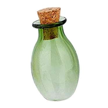 HILABEE Drifting Bottles Clear Message Bottle Small Glass Bottles with Cork Stoppers Green