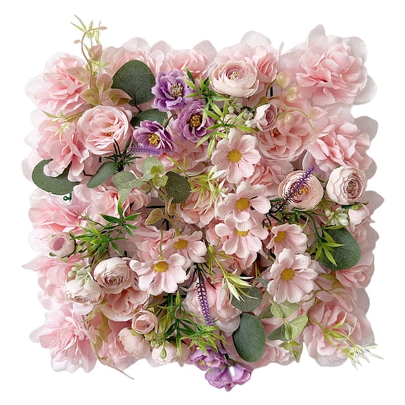 HILABEE Flower Wall Panel Artificial Decorative Floral Square Panel Lightweight Handmade Pp Material Ornament Easy Installation Wall Suitable for Anniversary Party Home Wedding Decoration Pink