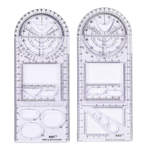 HILABEE Geometric Drawing Templates Stencils Plastic Measuring Rulers Clear Template For Drawing Engineering Drafting Building School Office Supplies