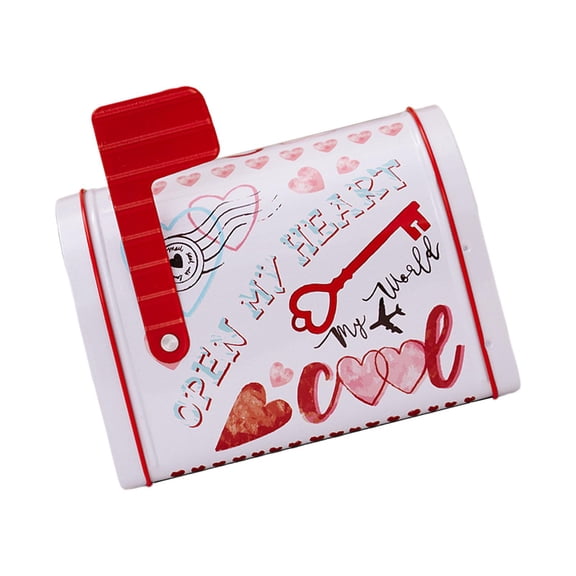 HILABEE Mailbox Toy Valentine's Day Gift Storage Container DIY Projects Empty Decorative Treat Box Metal Cookie Tin for Snack Candies White