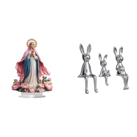 HILABEE Nativity Scene Sculpture Acrylic Ornament Standing Figurine Table Centerpiece Sitting Statue Decorative Acrylic Ceramic Base Suitable for Home Decorat