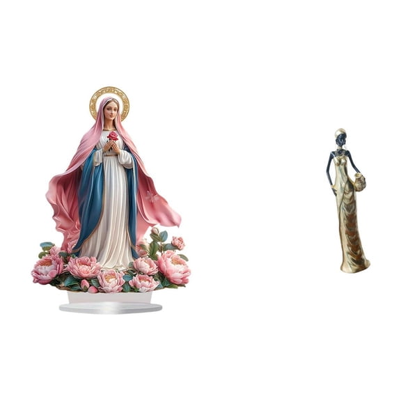 HILABEE Nativity Scene Sculpture African Figurine Art Crafts Tribal Lady Statue Acrylic Resin Standing Ornament Tabletop Figurine with Stable Base Suitable for home living room bedroom office