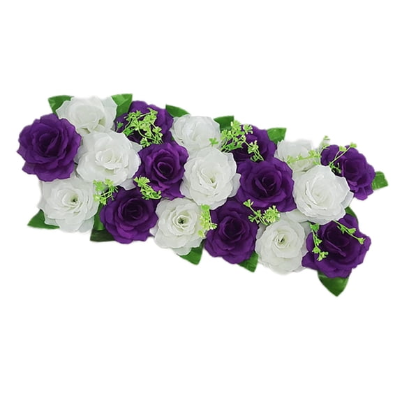 HILABEE Rose Flower Panel Road Cited Flowers Bouquet Table Setting Decorations for Wedding , Dark and White