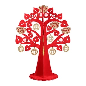 HILABEE Tree Chinese New Year Money Tree Desk Decoration Feng Shui Wealth Tree Tree with Hanging Pendants for Spring Festival Suitable for Living S