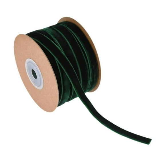 HILABEE Velvet Ribbon Decorative Ribbon with Spool 1cm Wide 20Yards DIY Florist Ribbon for Gift Wrapping Art Crafts Invitation Sewing Green