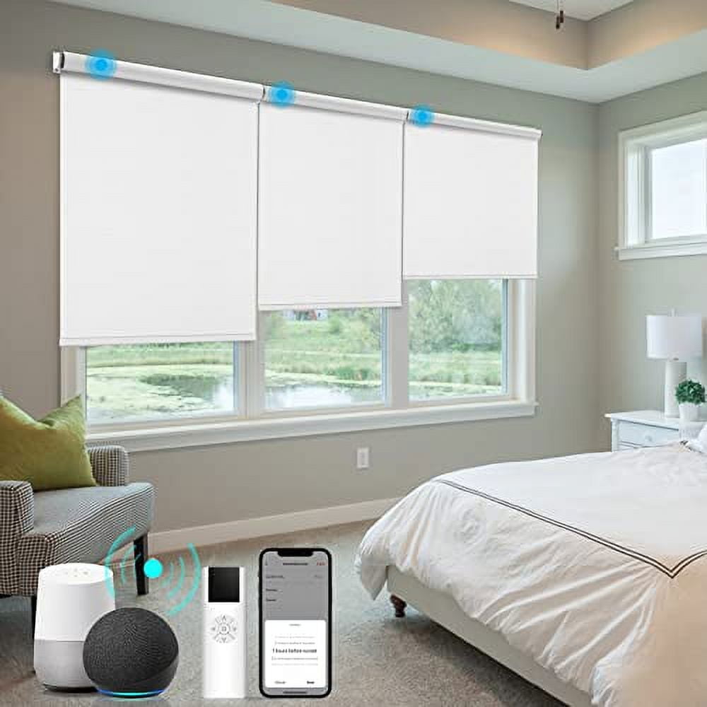 HILADUO Motorized Roller Shades 100 Blackout Window Roller Blinds