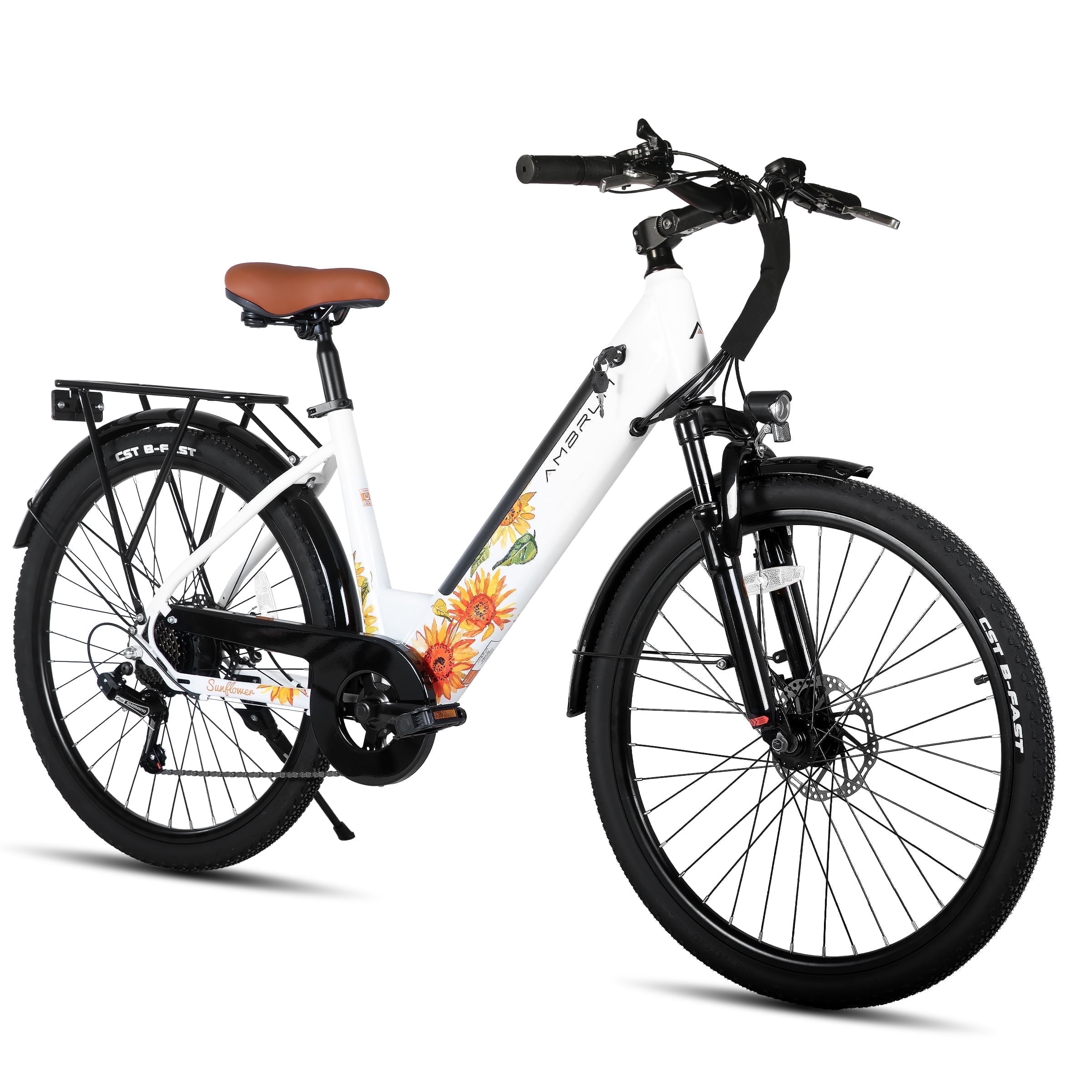 HILAND 26" Electric Bike for Adults with 500W Brushless Motor, 40Miles 20MPH Electric Mountain Bike with 36V 10.4AH Removable Battery UL2849,White