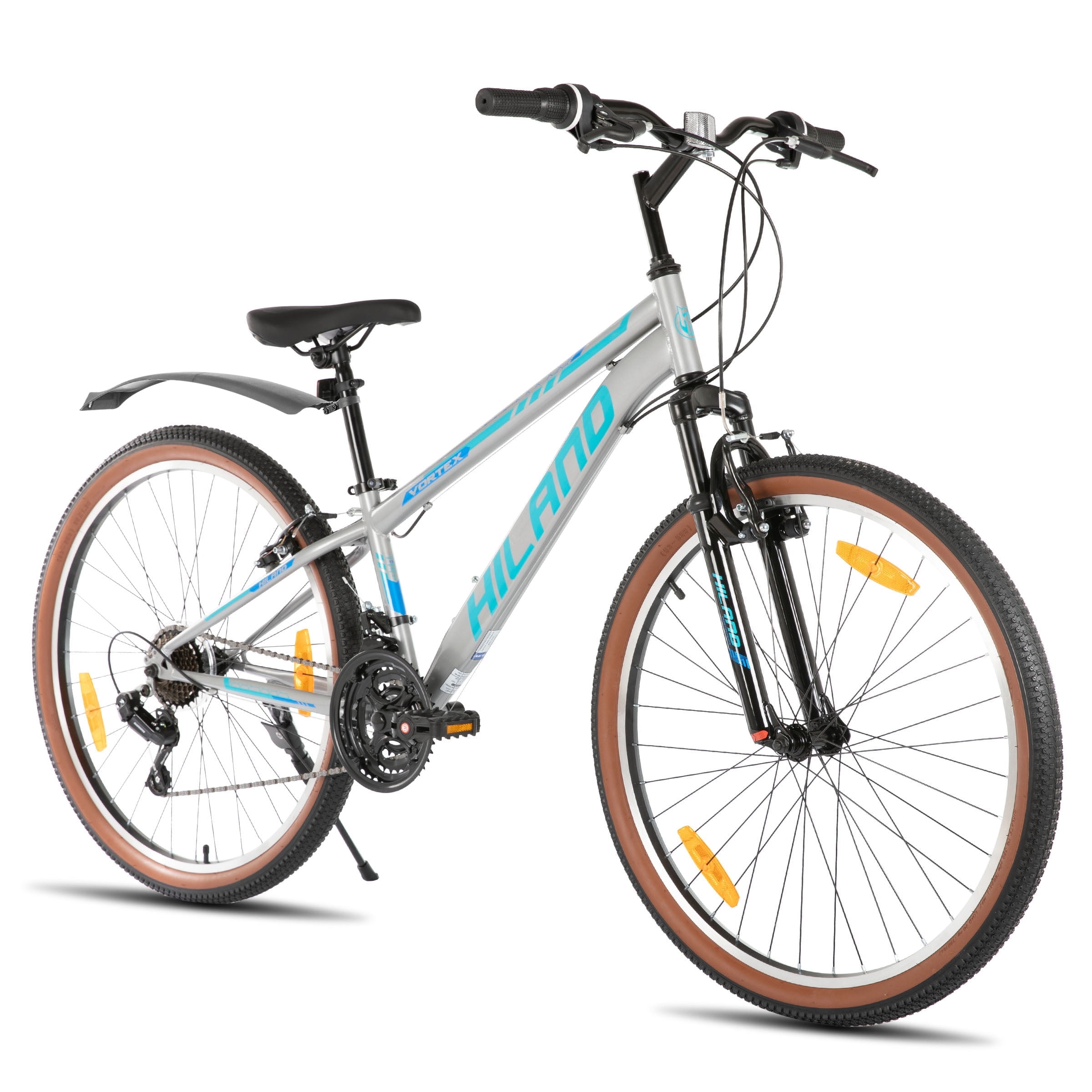 HILAND 26 Inch Mountain Bike for Mens and Womens, 21 Speeds Mountain Bicycle, High-Tensile Steel Frame, V Brake, Hardtail MTB for Adults