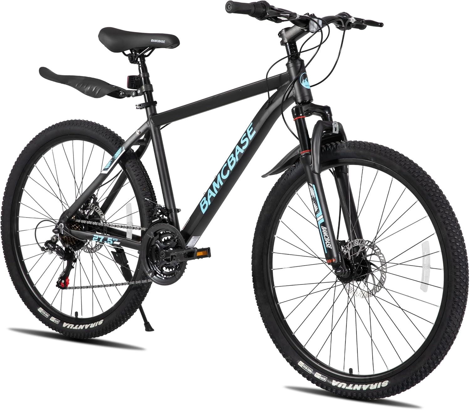 HILAND 27.5 Inch Mountain Bike, Mens and Womens Aluminum Frame MTB with 21 Speeds, Dis Brake, Hardtail Bicycle for Adults