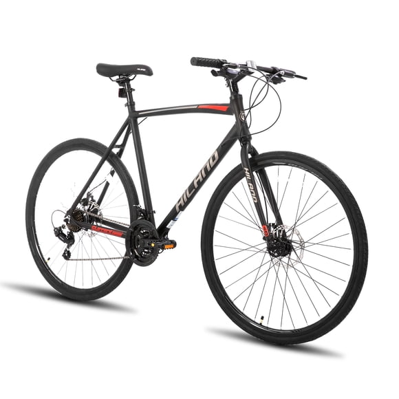 HILAND 700C Road Hybird Bike, 21 speeds Urban City Commuter Bicycle for Men Women Adult Comfortable Bicycle, Black