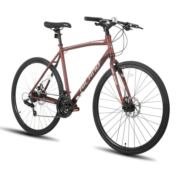 HILAND 700C Road Hybird Bike, 21 speeds Urban City Commuter Bicycle for Men Women Adult Comfortable Bicycle, Red