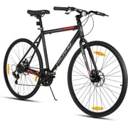 HILAND 700C Road Hybrid Bike, 7 speeds Bikes Urban City Commuter Bicycle with Disc Brake for Men Women Adult Comfortable Bicycle