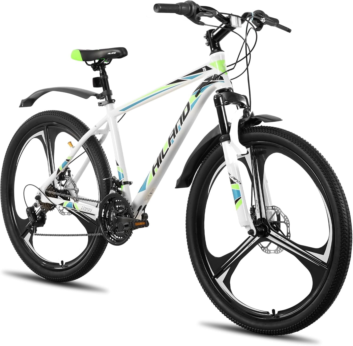 HILAND 26" MTB Mountain Bike for Men Women Adults, 18-Speed, Disc Brake, Lightweight Aluminum Frame, 3/6 Spoke Wheel