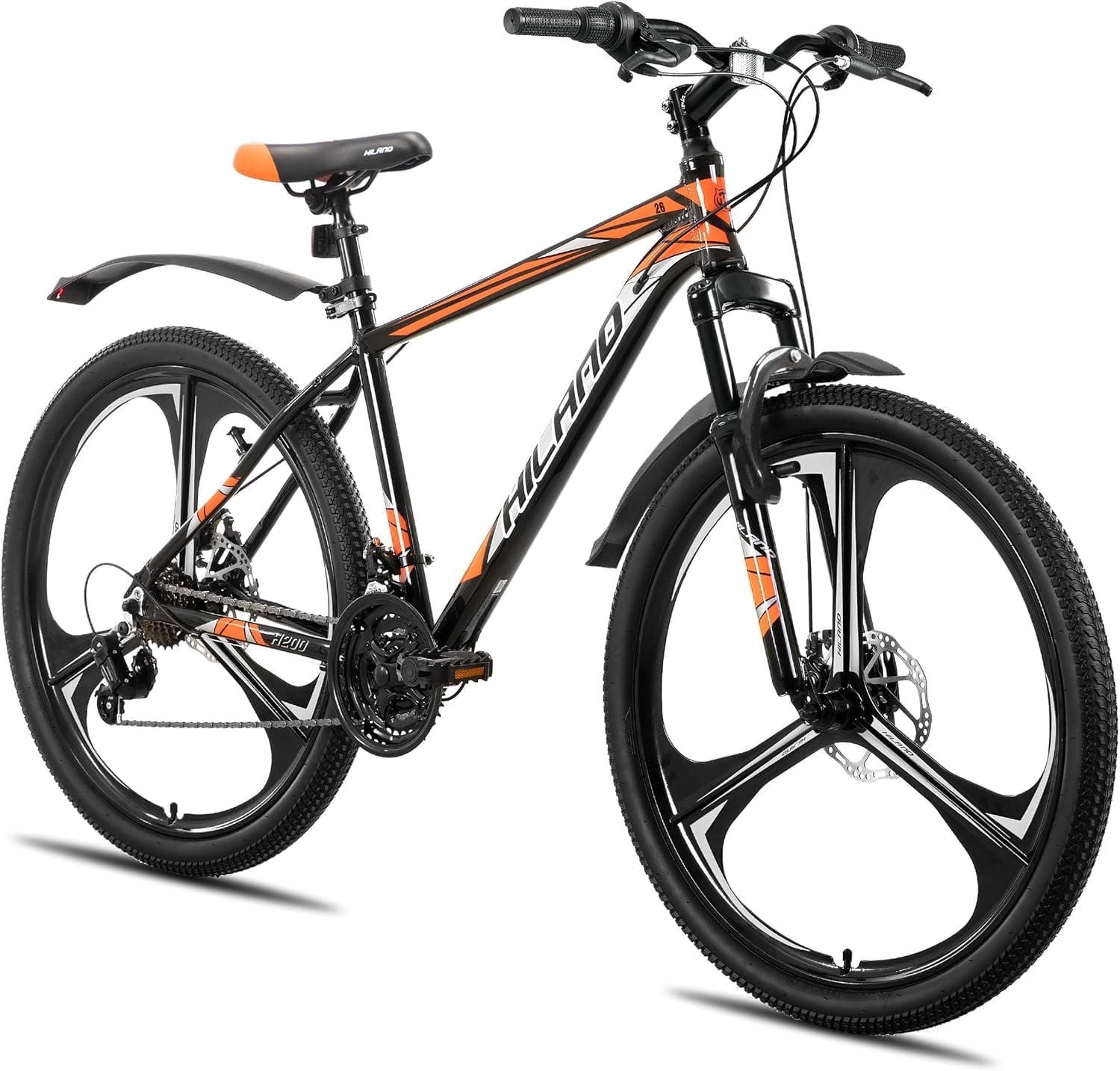 HILAND 26" MTB Mountain Bike for Men Women Adults, 18-Speed, Disc Brake, Lightweight Aluminum Frame, 3/6 Spoke Wheel