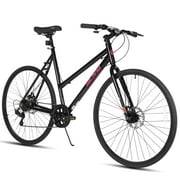 HILAND Unisex Commuter Road Bike 7-Speed Shimano, Mechanical Disc Brakes, 700c Alloy Frame (Black/Blue/Pink/White)