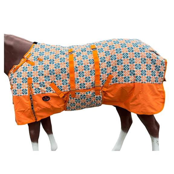 HILASON 1200D Winter Waterproof Turnout Horse Blanket Belly Wrap Floral Motif
