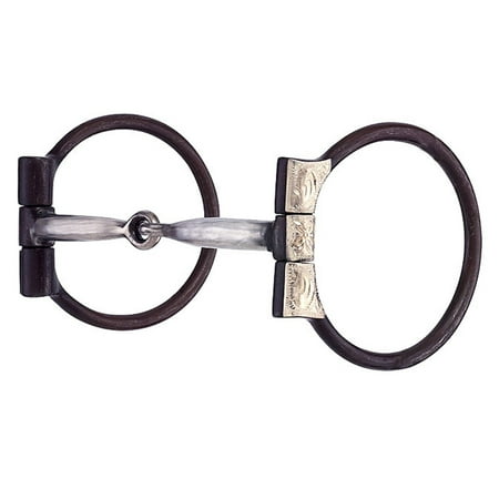 HILASON Antique Brown Dee Bit 5 In Snaffle Mouth German Silver Engrave Trim