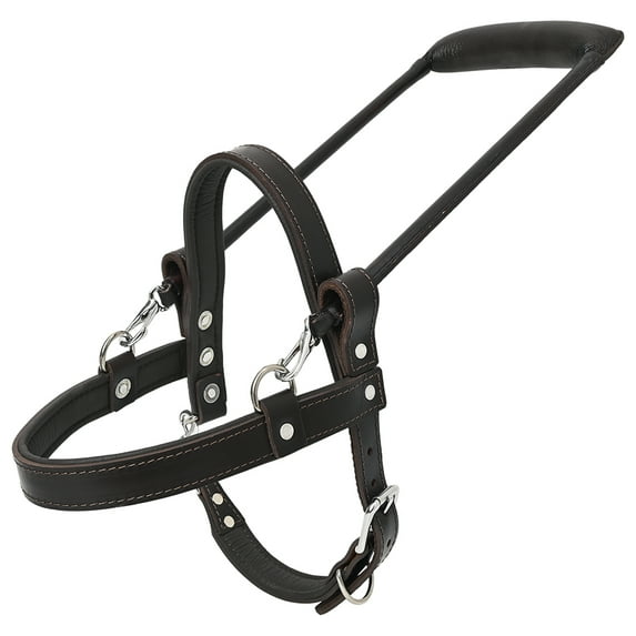 HILASON Guide Dog Harness Brown Padded Genuine Leather with Handle | Adjustable Straps for Training Breathable Therapy