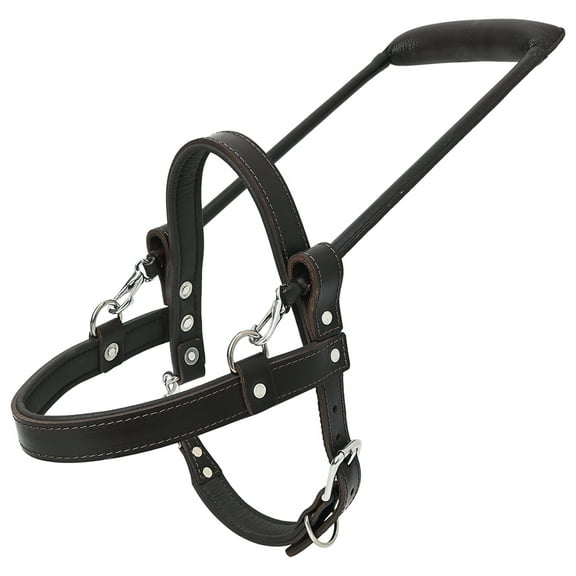 HILASON Guide Dog Harness Brown Padded Genuine Leather with Handle | Adjustable Straps for Training Breathable Therapy