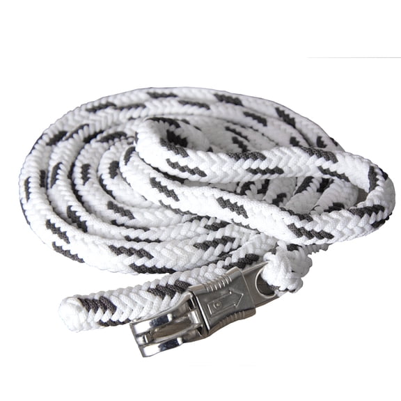 HILASON Horse Roping Lead Rope Riding Poly White & Black 9 Ft Snaps