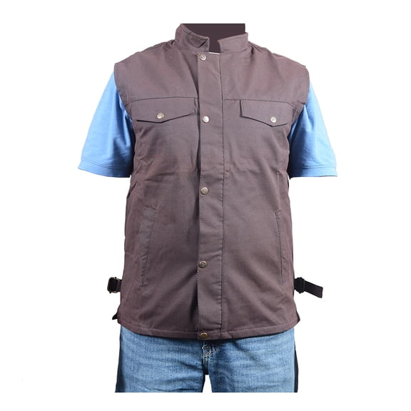 HILASON Outerwear Men's Vest Lightweight Waterproof Oilskin Jacket Sleeveless Brown Medium